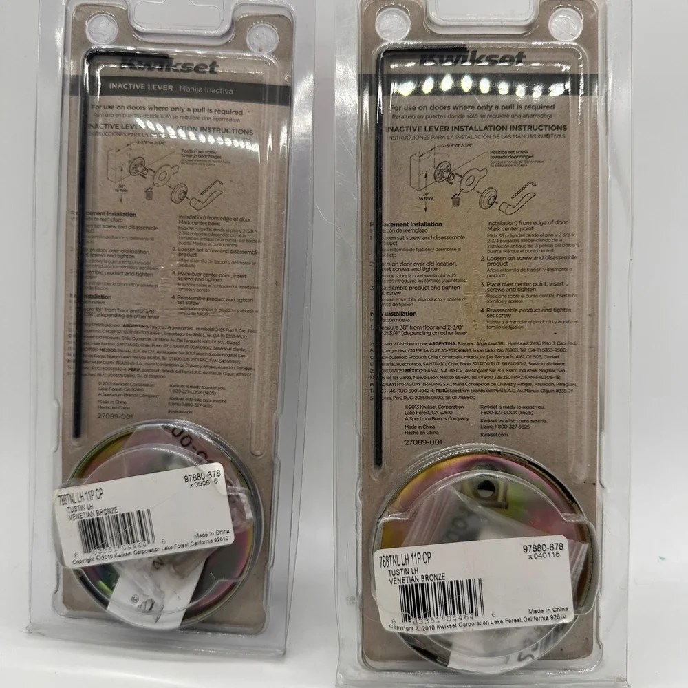 Kwikset Venetian Bronze Tustin Dummy‎ Lever Set 2 Pack Inactive Door Hardware